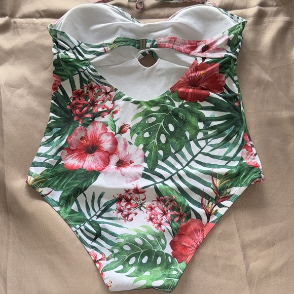 Grace Karin Tropical Floral One Piece Swimsuit Sz XL - Picture 6 of 16